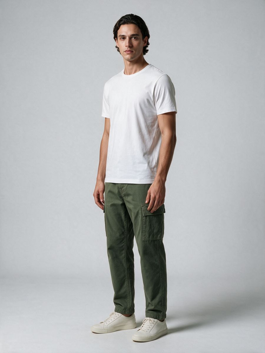 Men's Plain White Half Sleeve Round Neck T-Shirt - alternate view 4