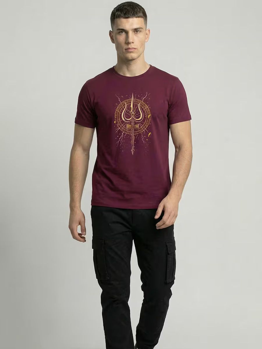 Golden Trishul T-Shirt For Men - Half Sleeve - alternate view 5