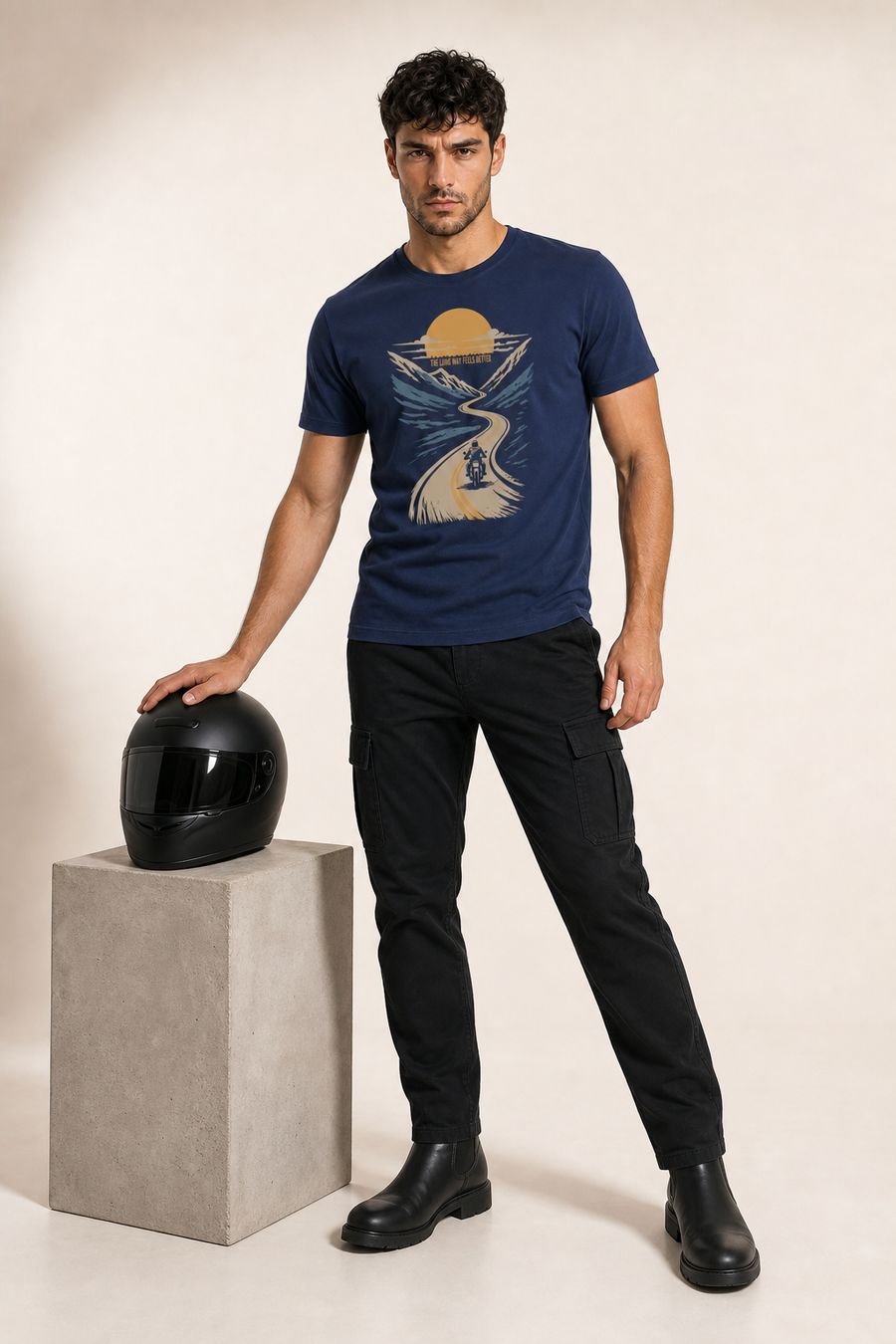 Long Way Biker T-Shirt For Men - Half Sleeve - alternate view 5