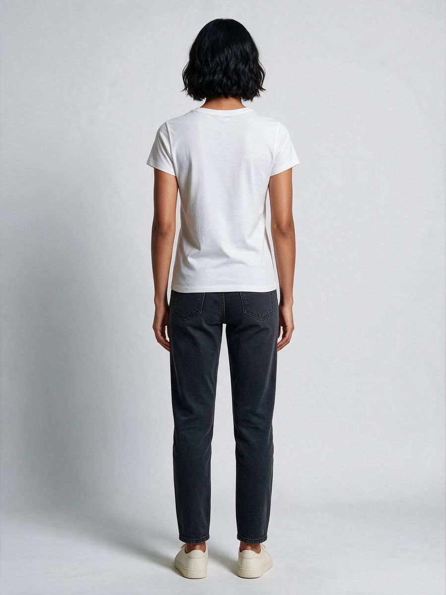 Women's Plain White Half Sleeve Round Neck T-Shirt - alternate view 2
