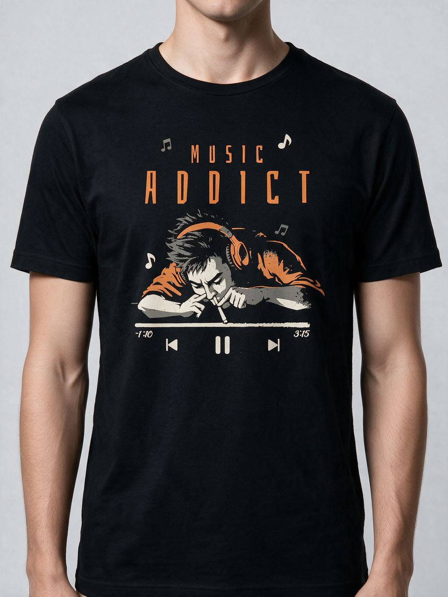 Music Addict T-Shirt For Men - Half Sleeve - alternate view 5