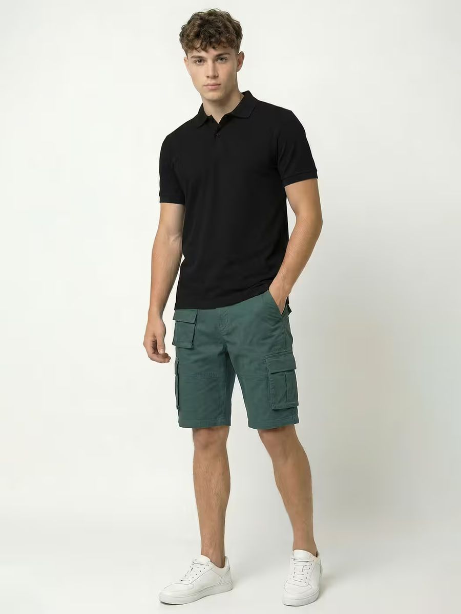 Men's Plain Black Polo Collared T-Shirt 4