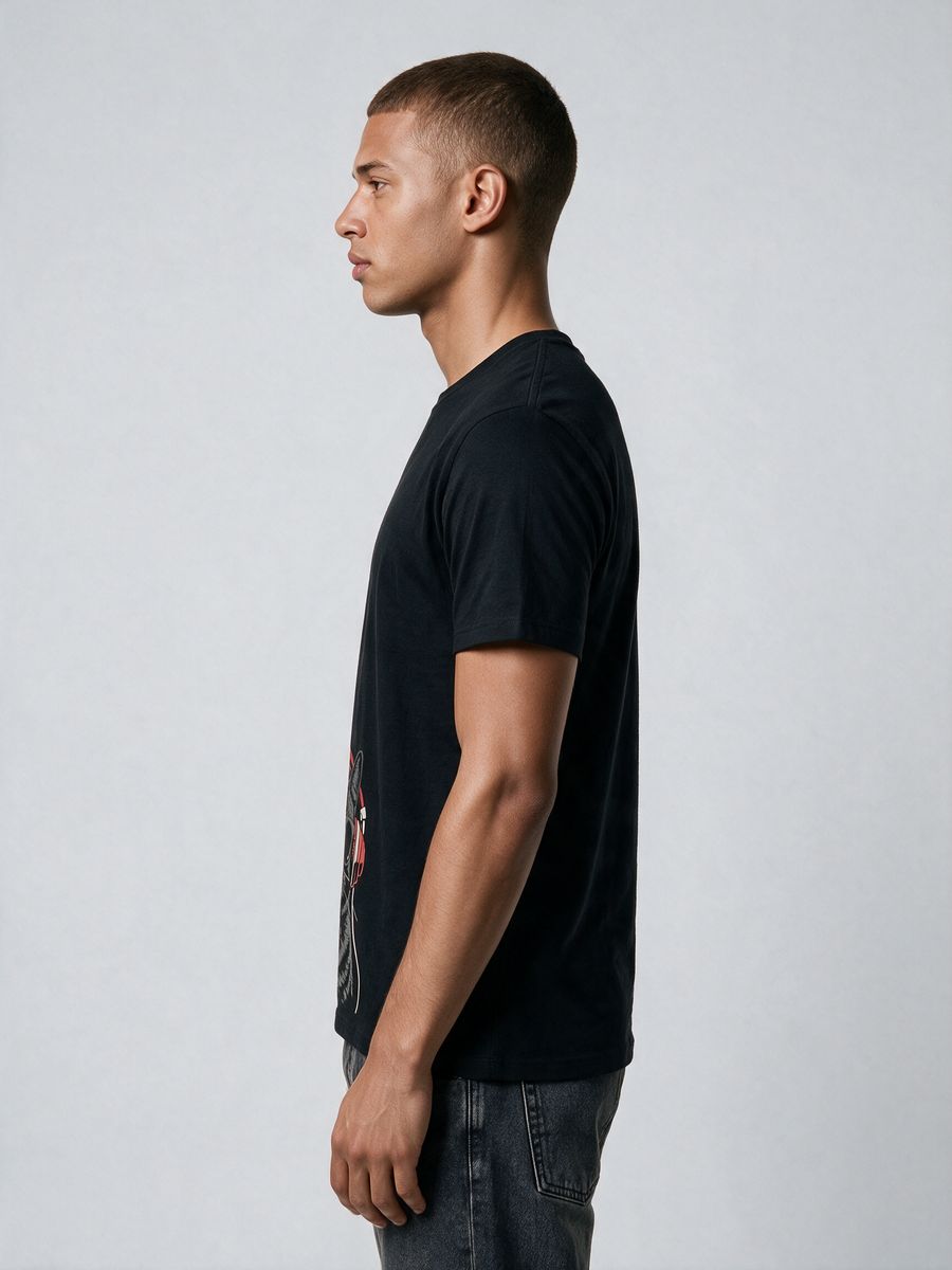 Cool Music Cat T-Shirt For Men - Half Sleeve - alternate view 3