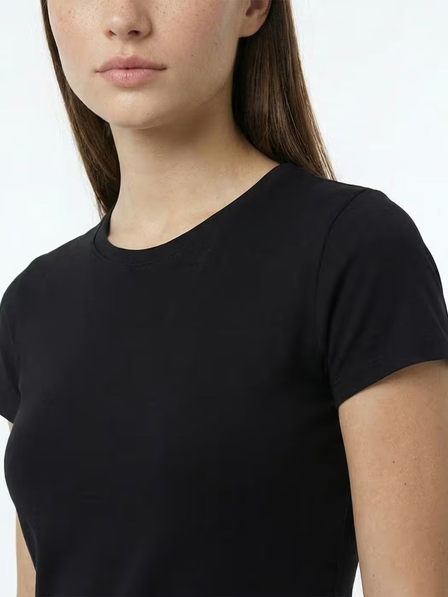 Women's Plain Black Half Sleeve T-Shirt Dress 6