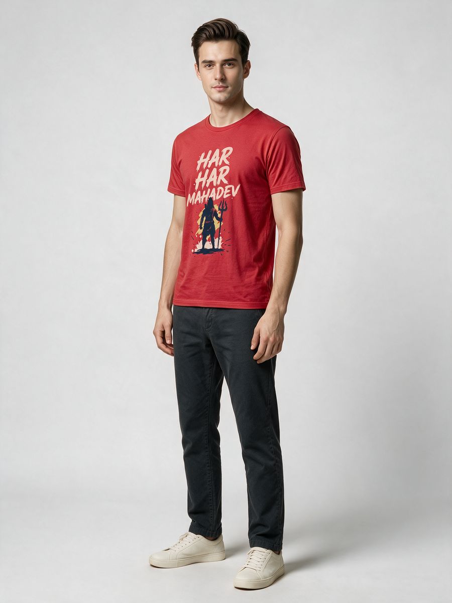 Har Har Mahadev Printed T-Shirt For Men - Half Sleeve - alternate view 4