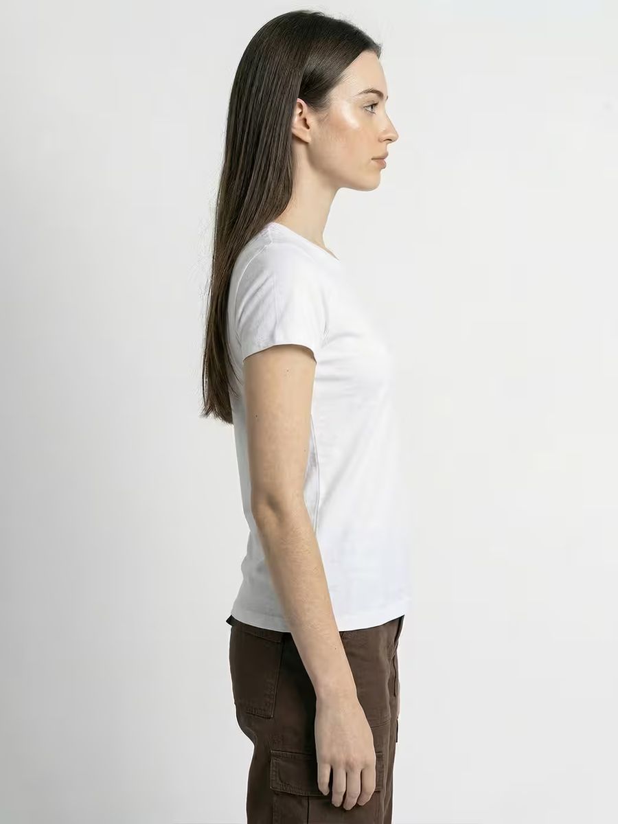Women's Plain White Half Sleeve Round Neck T-Shirt 3