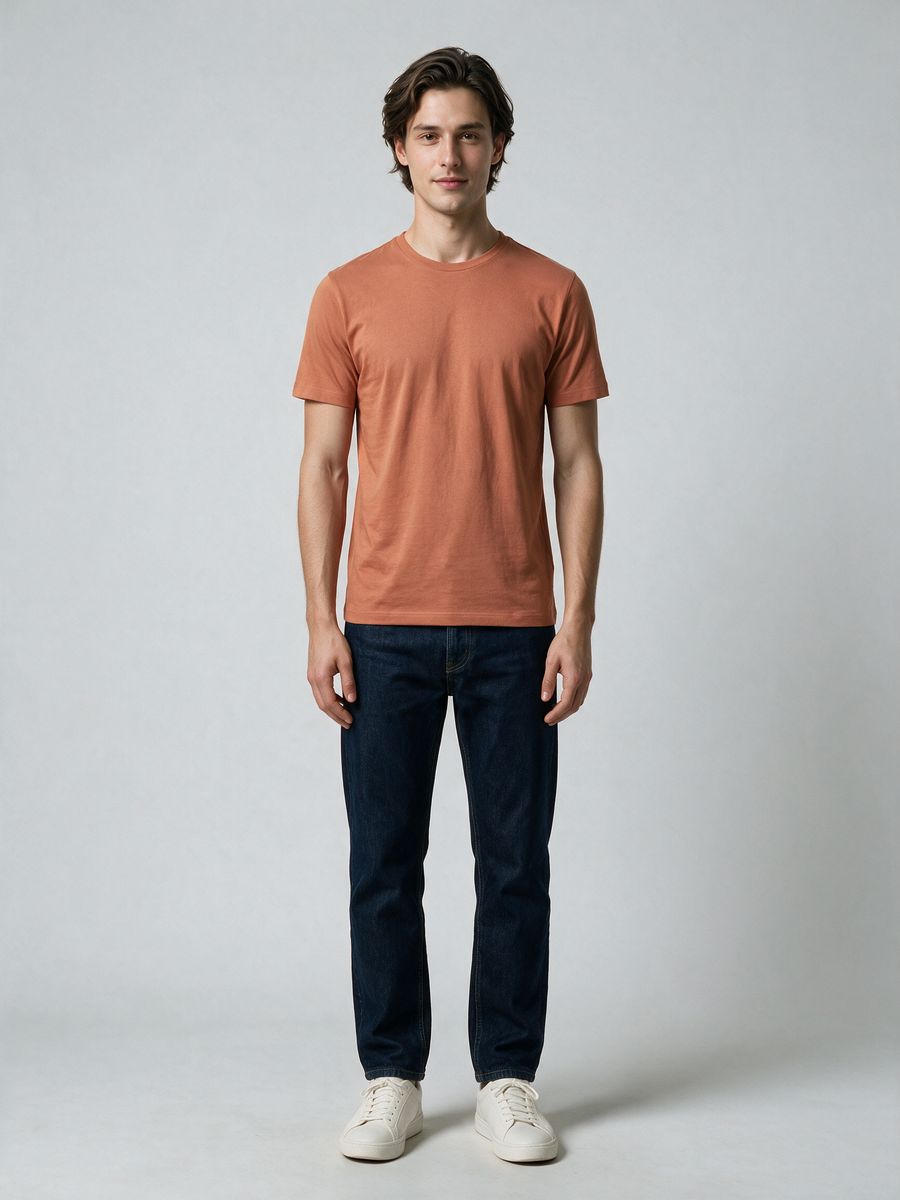 Men's Plain Saffron Half Sleeve Round Neck T-Shirt - alternate view 6
