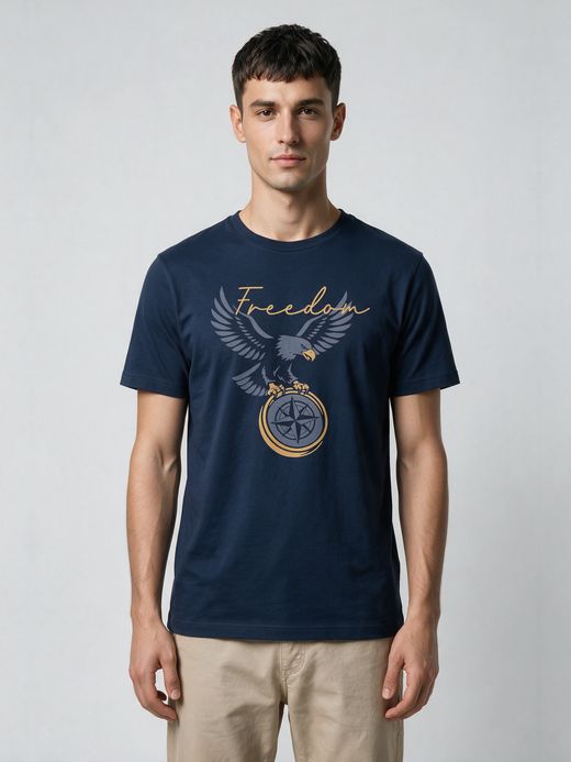 Freedom Graphic Printed T-Shirt For Men - Half Sleeve
