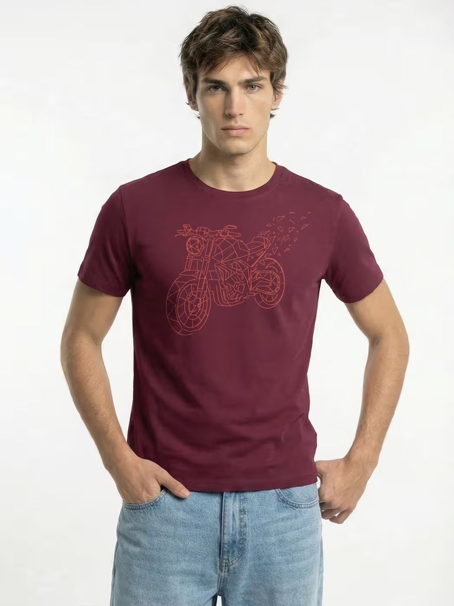 Bike Graphic Printed T-Shirt For Men - Half Sleeve