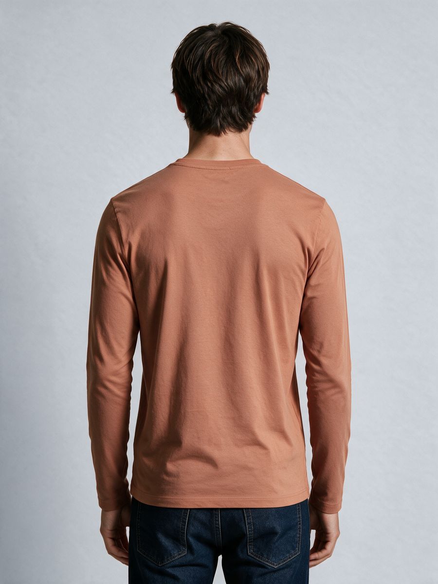 Men's Plain Saffron Full Sleeve Round Neck T-Shirt - alternate view 2