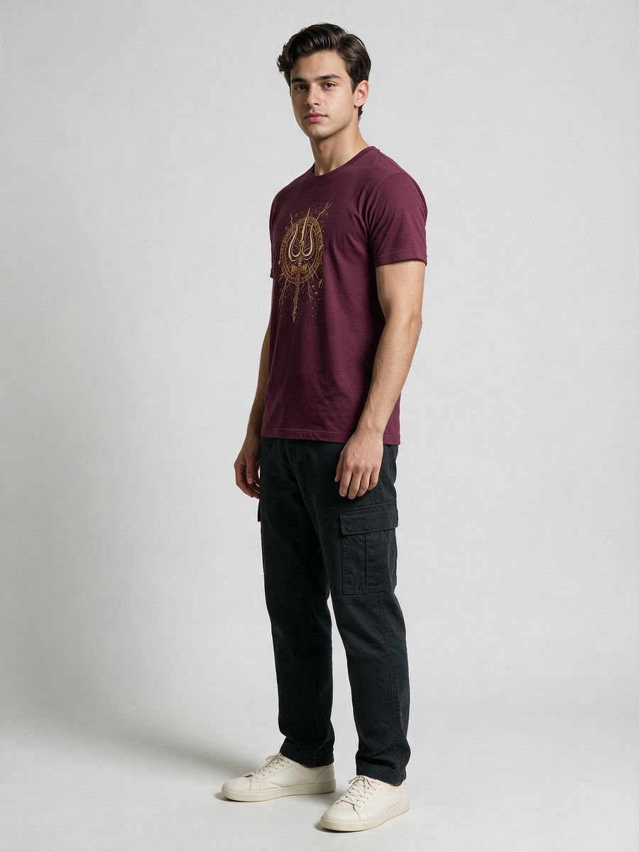 Golden Trishul T-Shirt For Men - Half Sleeve - alternate view 4