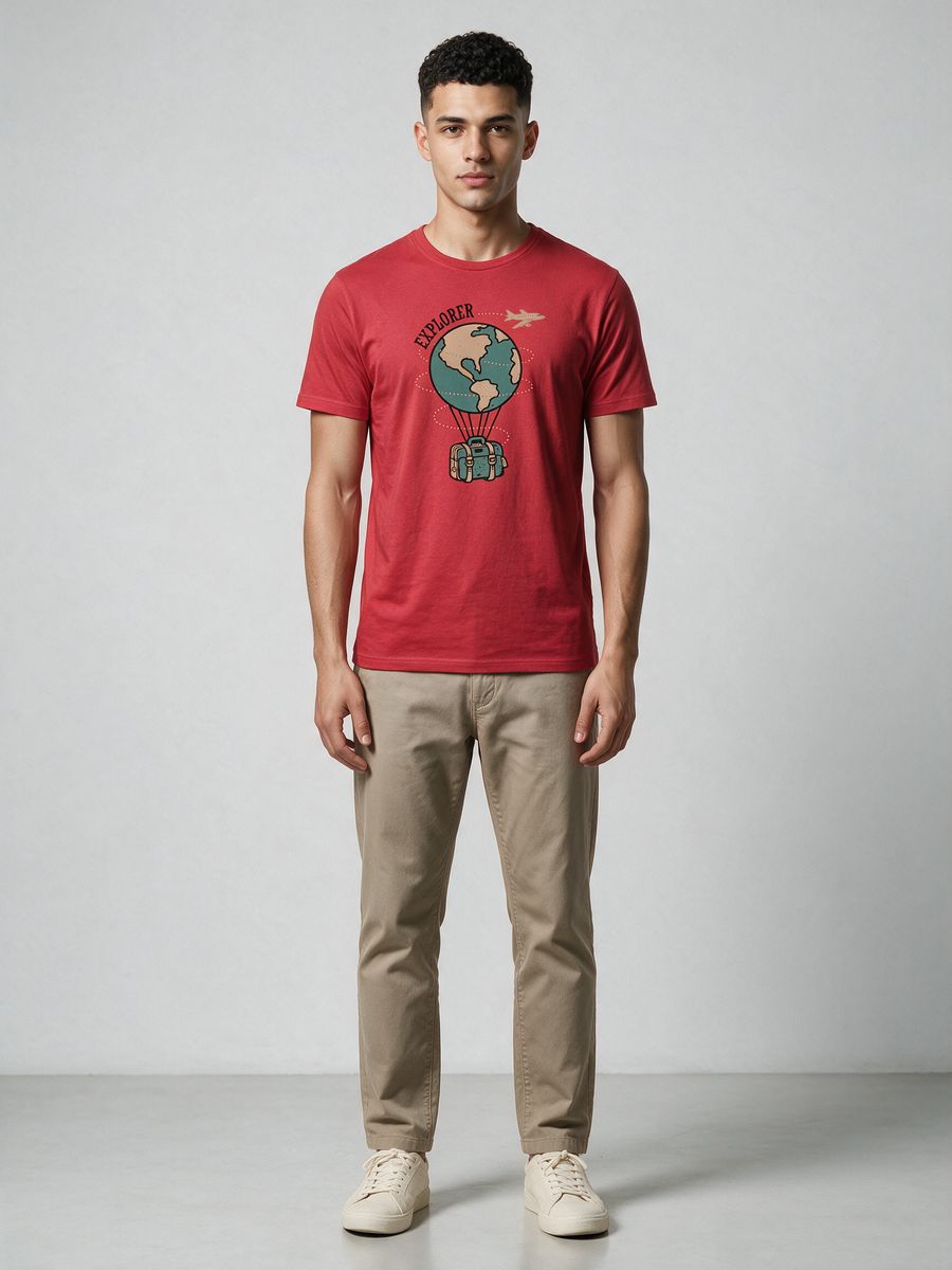 Explorer Travel Globe T-Shirt For Men - Half Sleeve - alternate view 6