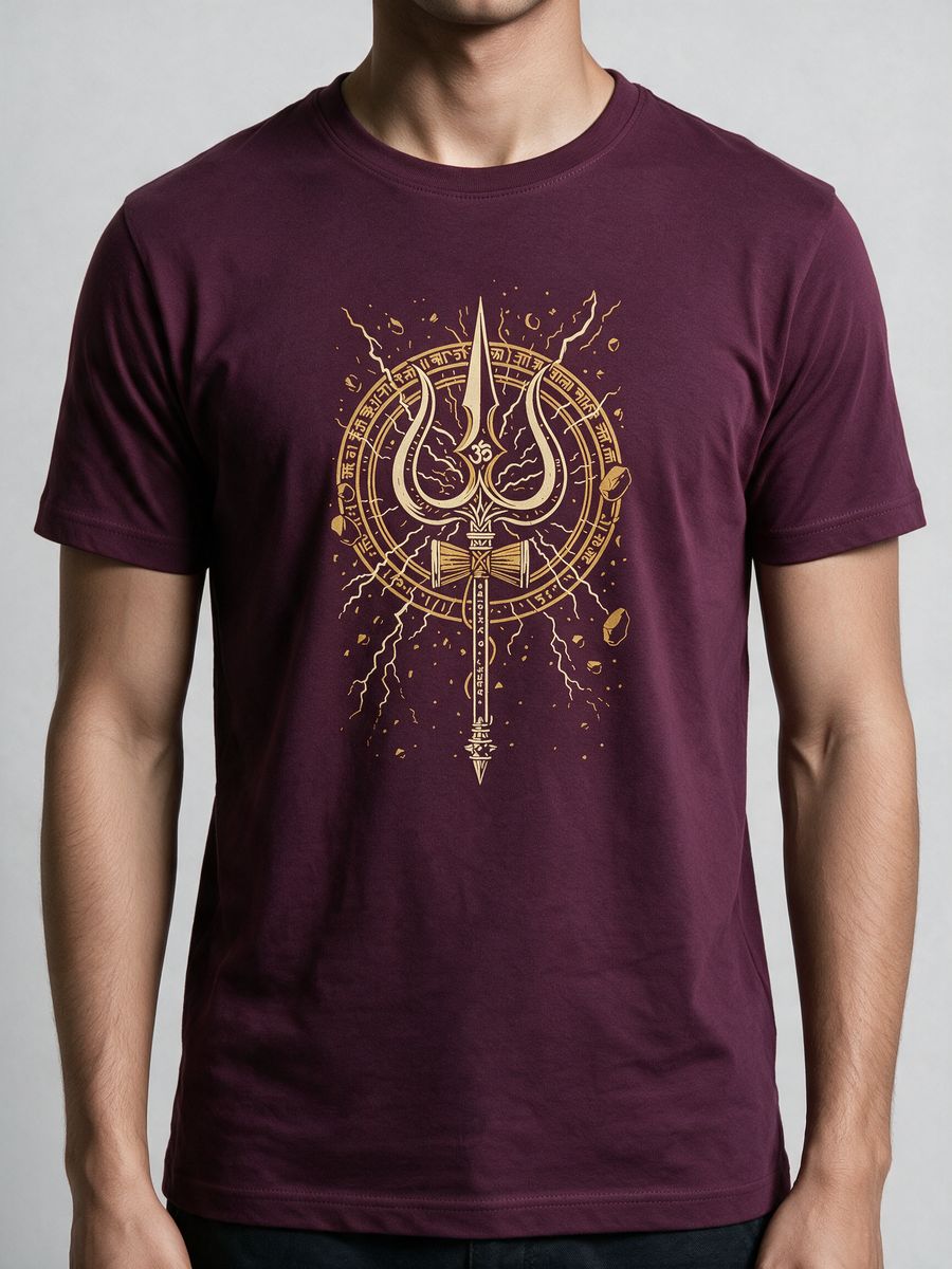 Golden Trishul T-Shirt For Men - Half Sleeve - alternate view 5