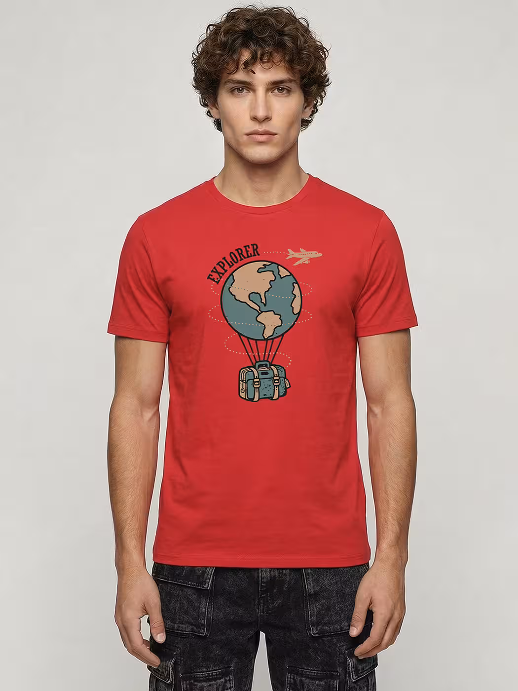 Explorer Travel Globe T-Shirt For Men - Half Sleeve