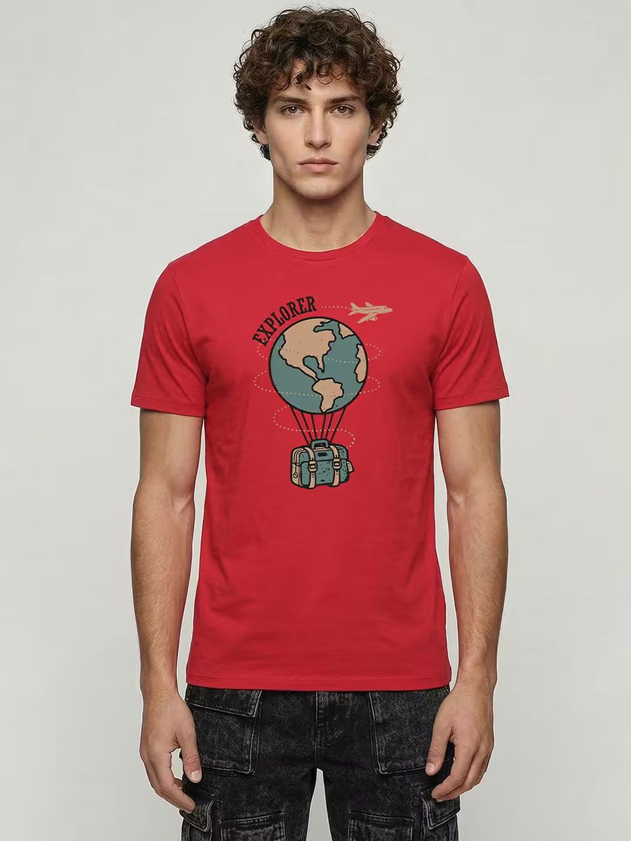 Explorer Travel Globe T-Shirt For Men - Half Sleeve