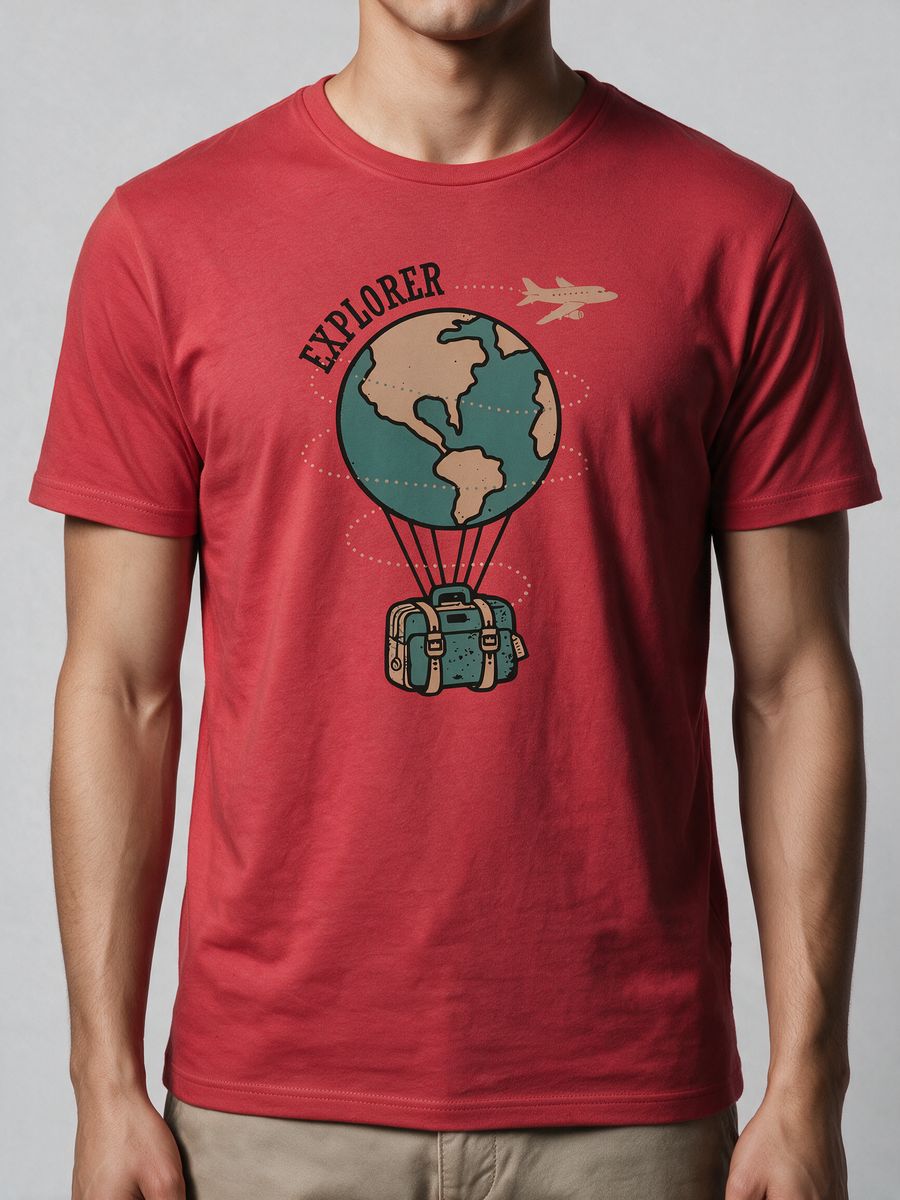 Explorer Travel Globe T-Shirt For Men - Half Sleeve - alternate view 5
