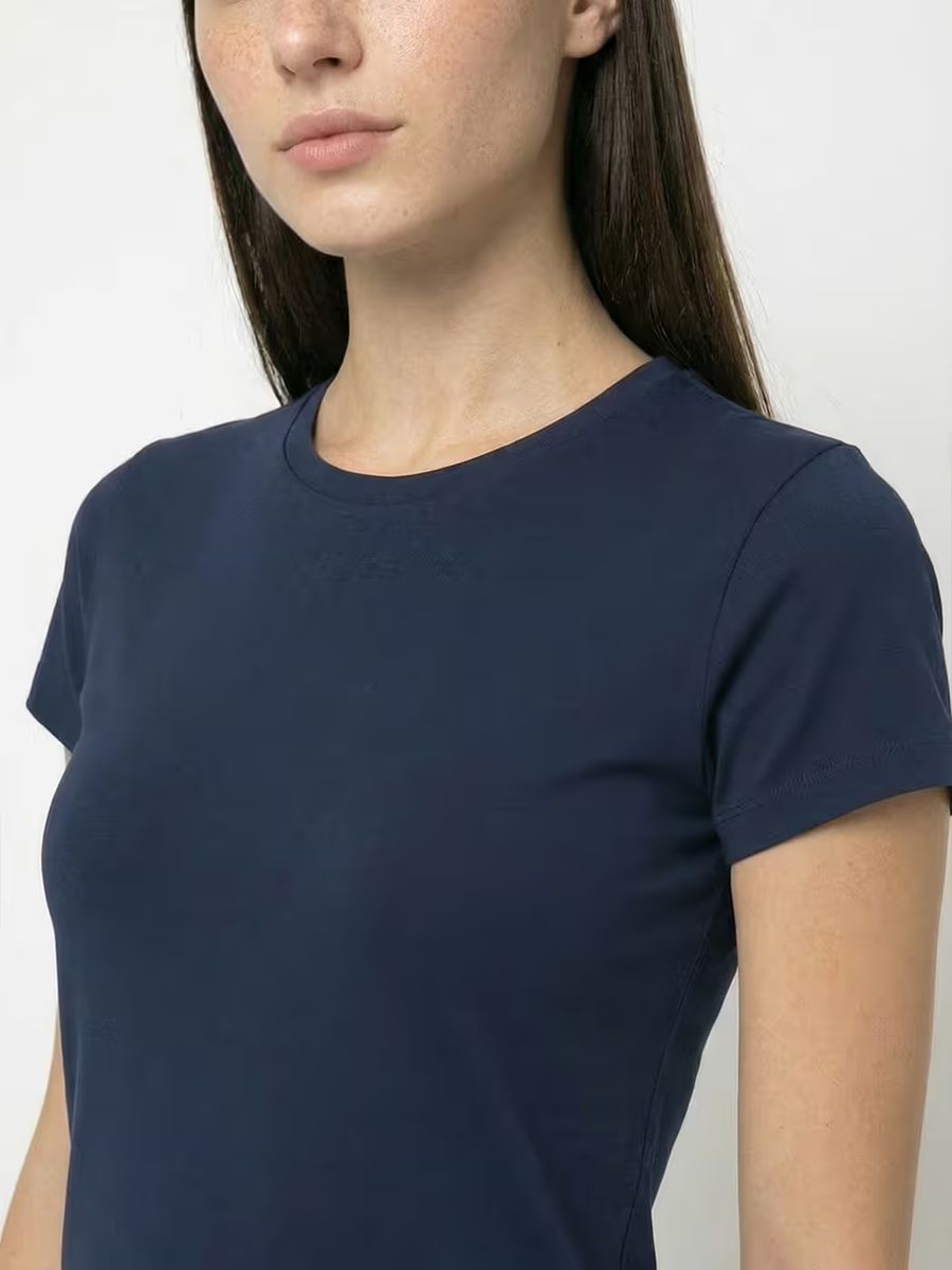 Women's Plain Navy Blue Half Sleeve T-Shirt Dress 6