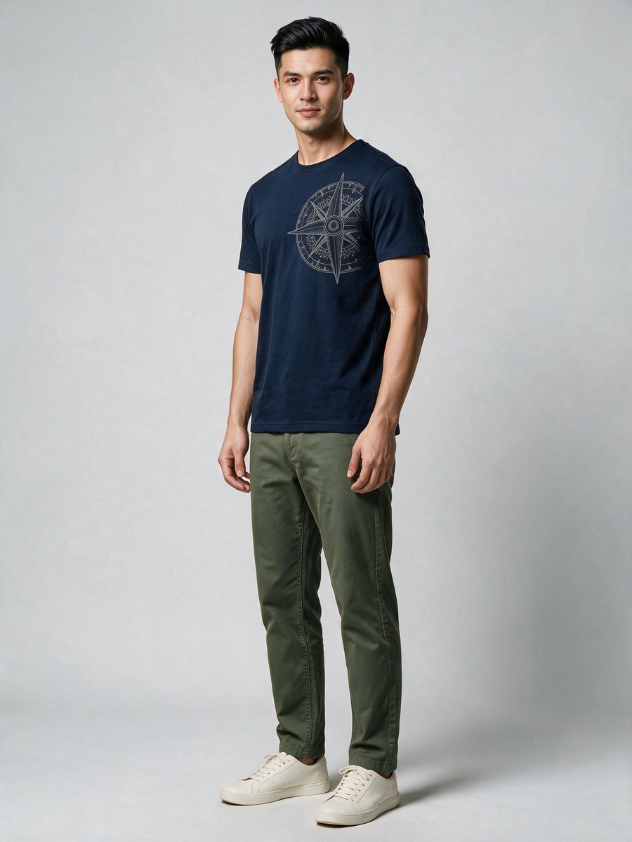 Compass Graphic T-Shirt For Men - Half Sleeve - alternate view 4