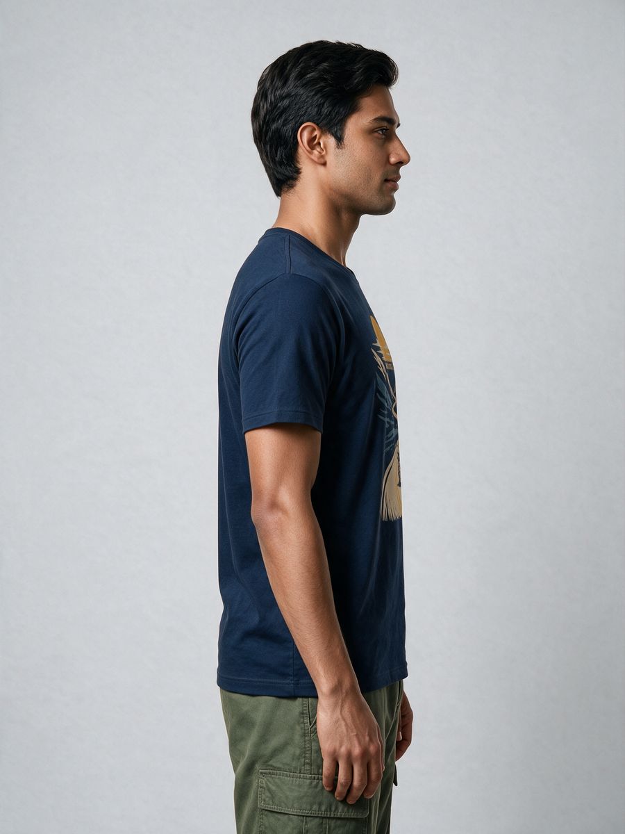 Long Way Biker T-Shirt For Men - Half Sleeve - alternate view 3