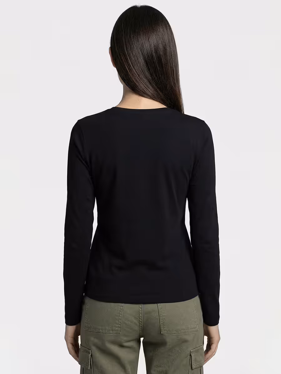 Women's Plain Black Full Sleeve Round Neck T-Shirt 2