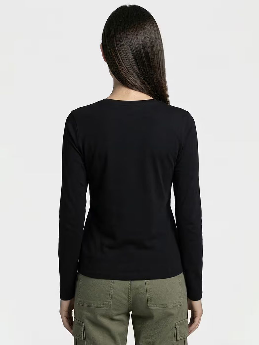 Women's Plain Black Full Sleeve Round Neck T-Shirt 2