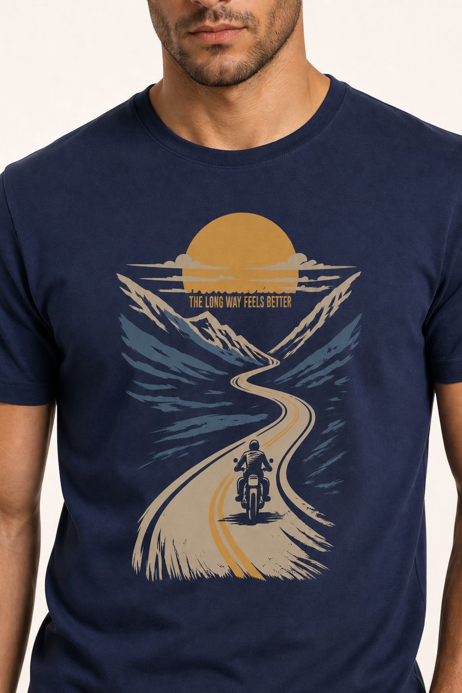 Long Way Biker T-Shirt For Men - Half Sleeve - alternate view 3