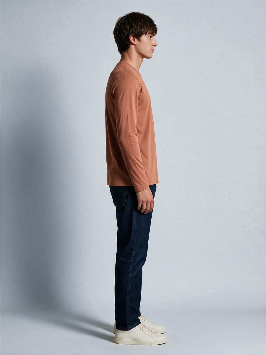 Men's Plain Saffron Full Sleeve Round Neck T-Shirt - alternate view 3