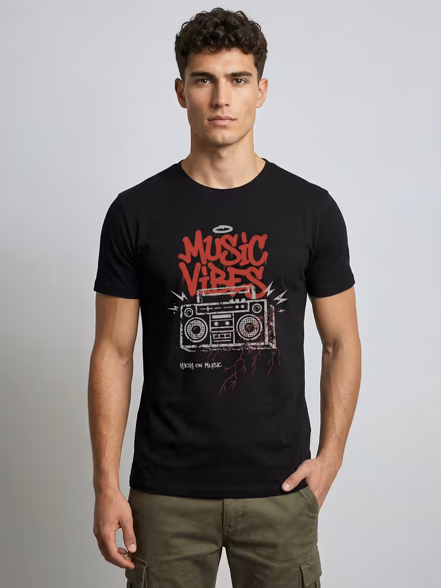 Music Vibes T-Shirt For Men - Half Sleeve