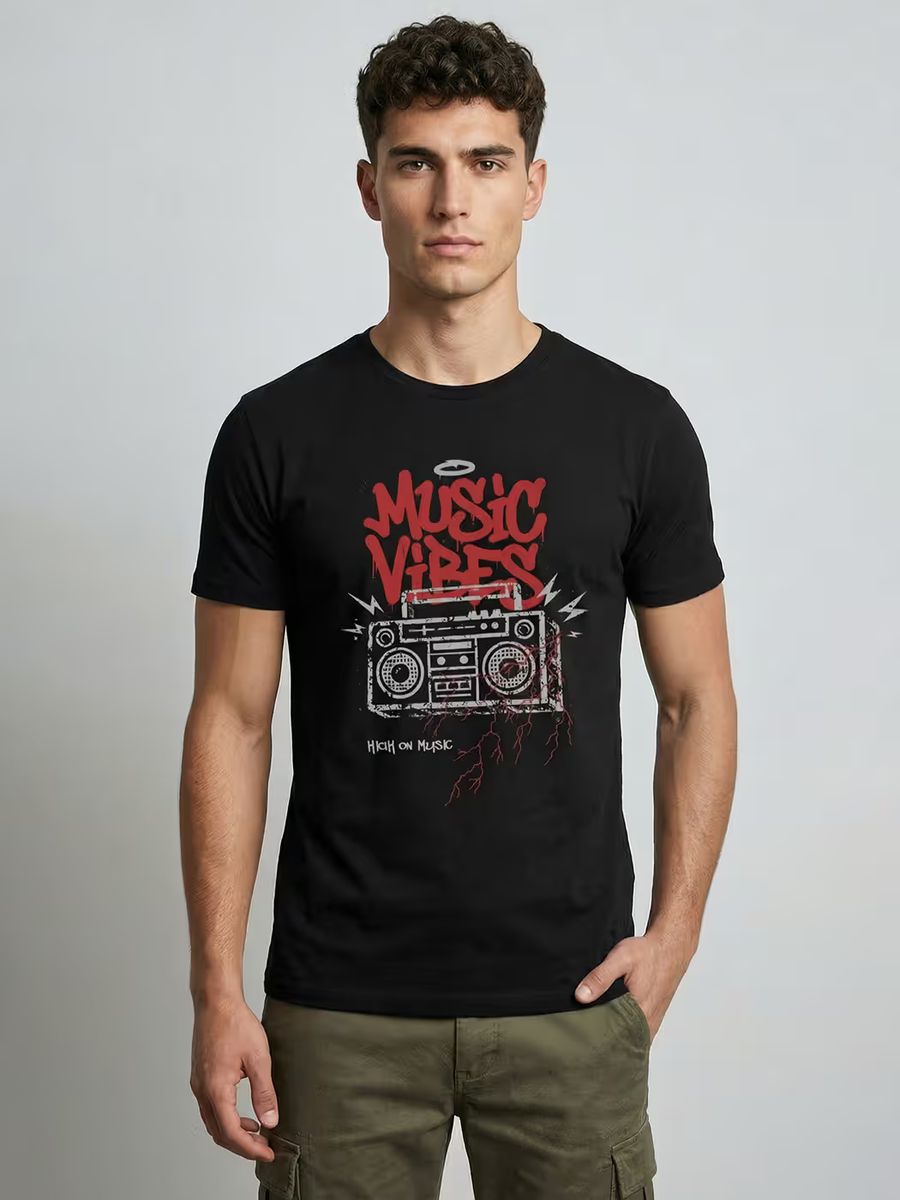 Music Vibes T-Shirt For Men - Half Sleeve