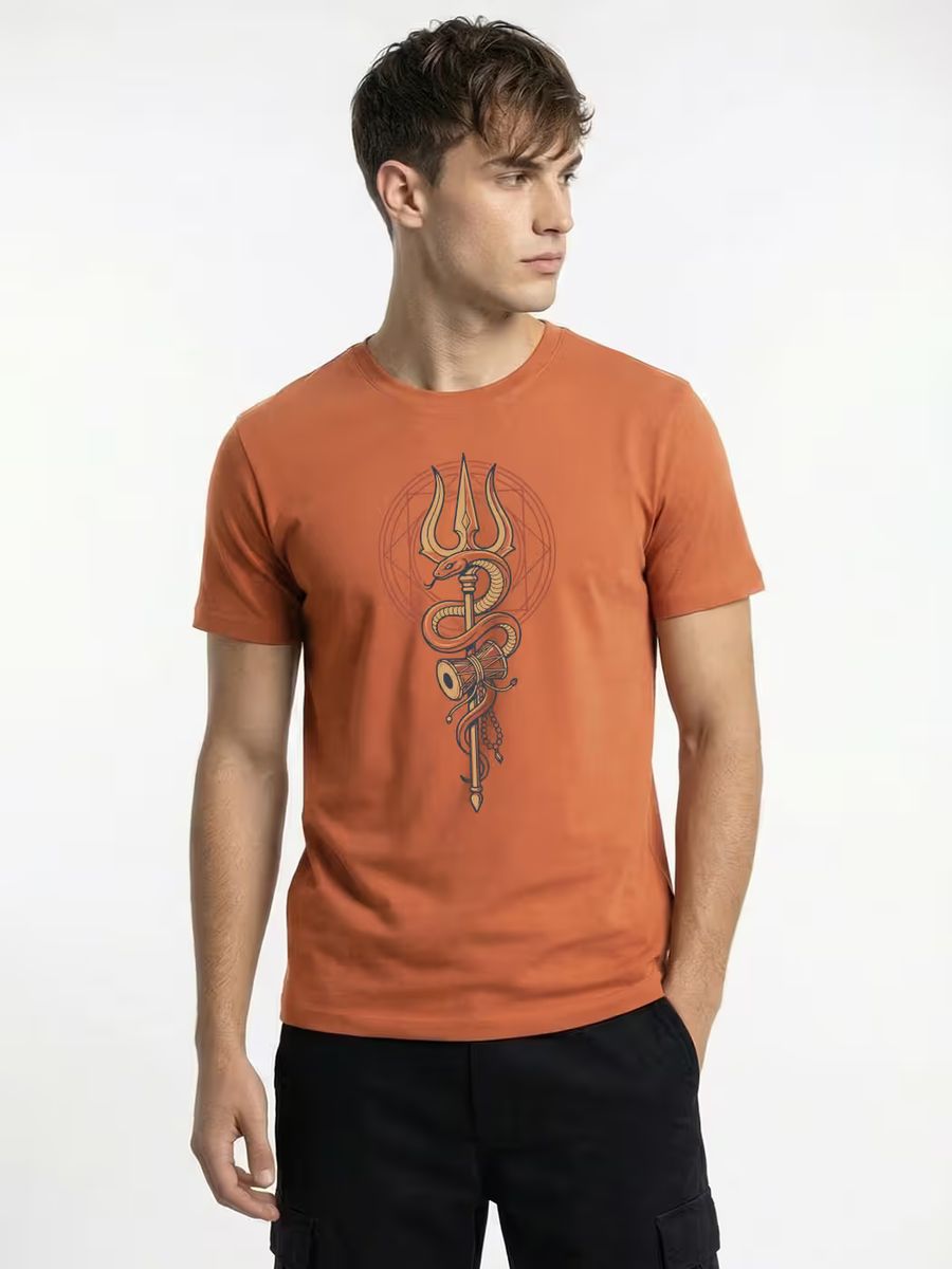 Shiva Trishul Graphic Printed T-Shirt For Men - Half Sleeve