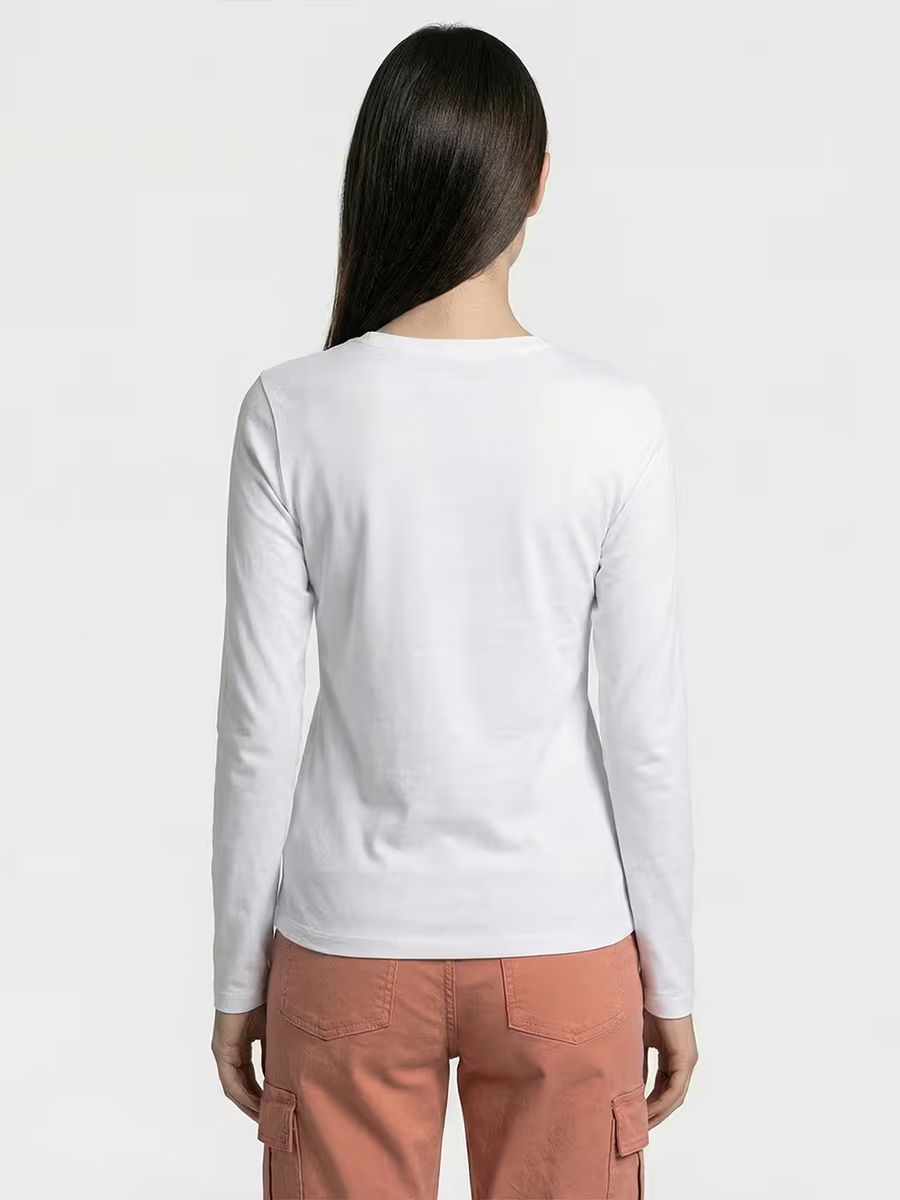 Women's Plain White Full Sleeve Round Neck T-Shirt 2