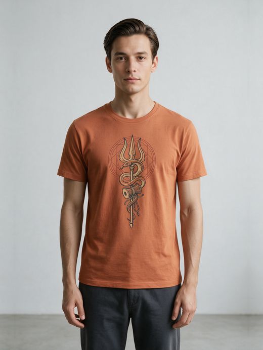 Shiva Trishul Graphic Printed T-Shirt For Men - Half Sleeve