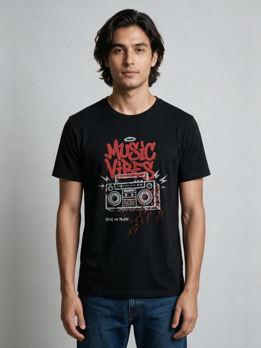 Music Vibes T-Shirt For Men - Half Sleeve