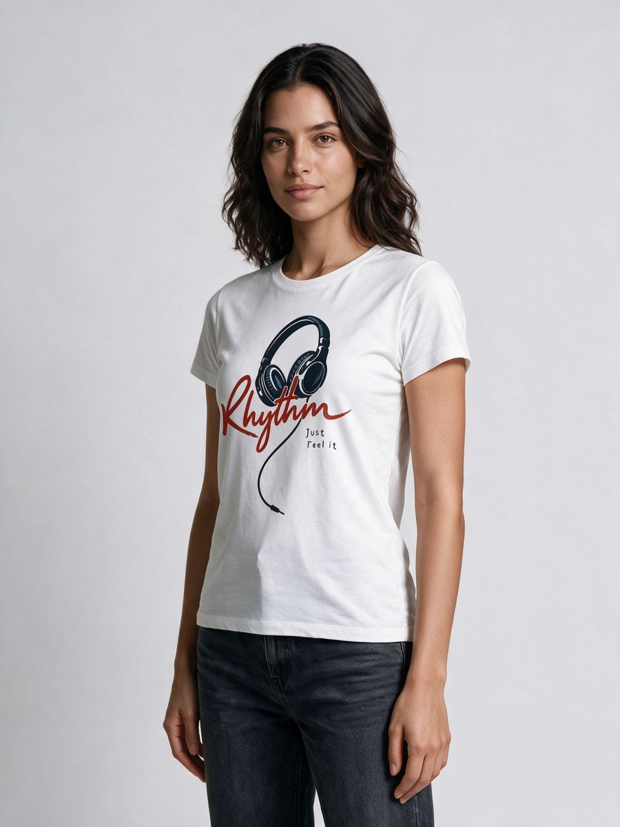 Rhythm Music T-Shirt For Women - Half Sleeve - alternate view 4