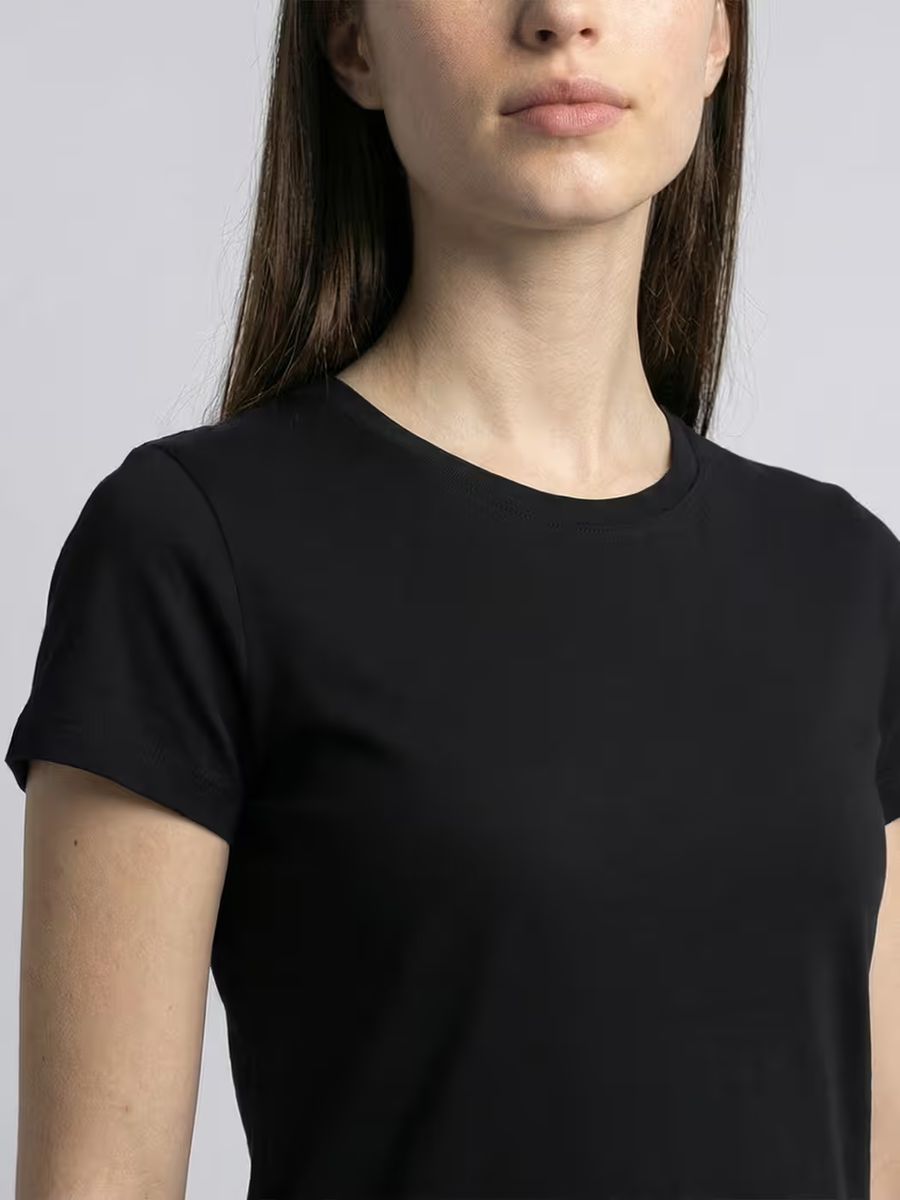 Women's Plain Black Half Sleeve Round Neck T-Shirt 6