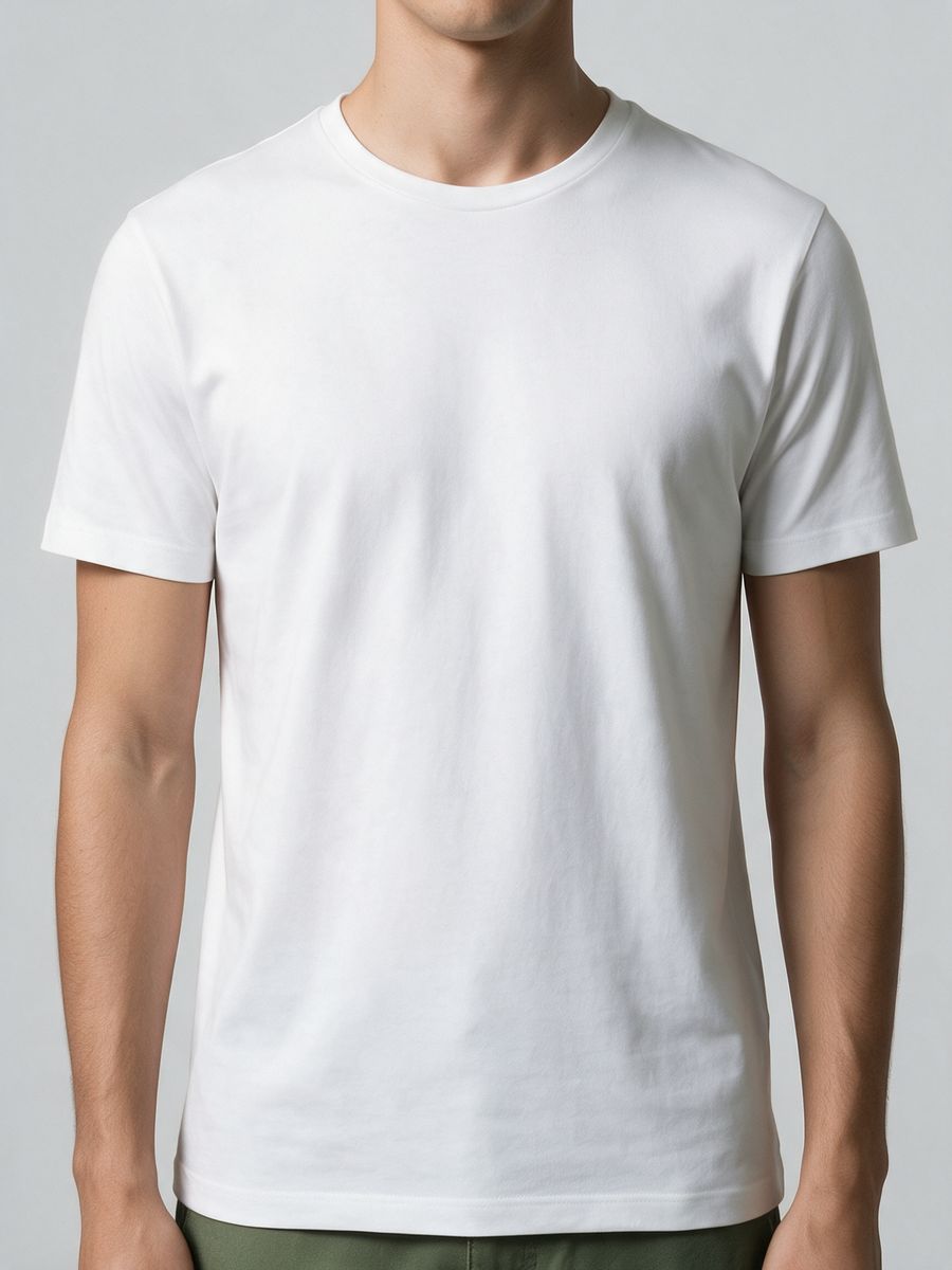 Men's Plain White Half Sleeve Round Neck T-Shirt - alternate view 5