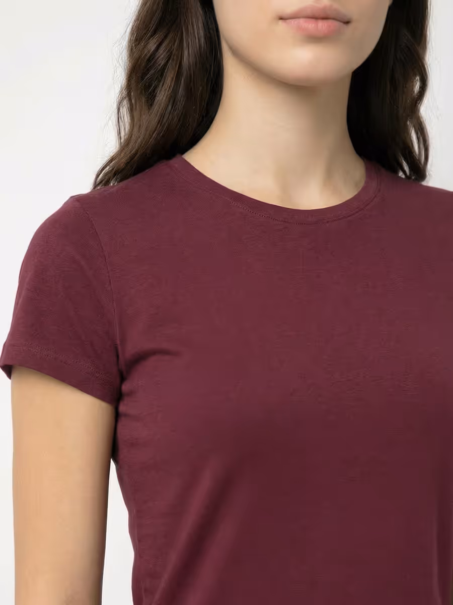 Women's Plain Maroon Half Sleeve T-Shirt Dress 6