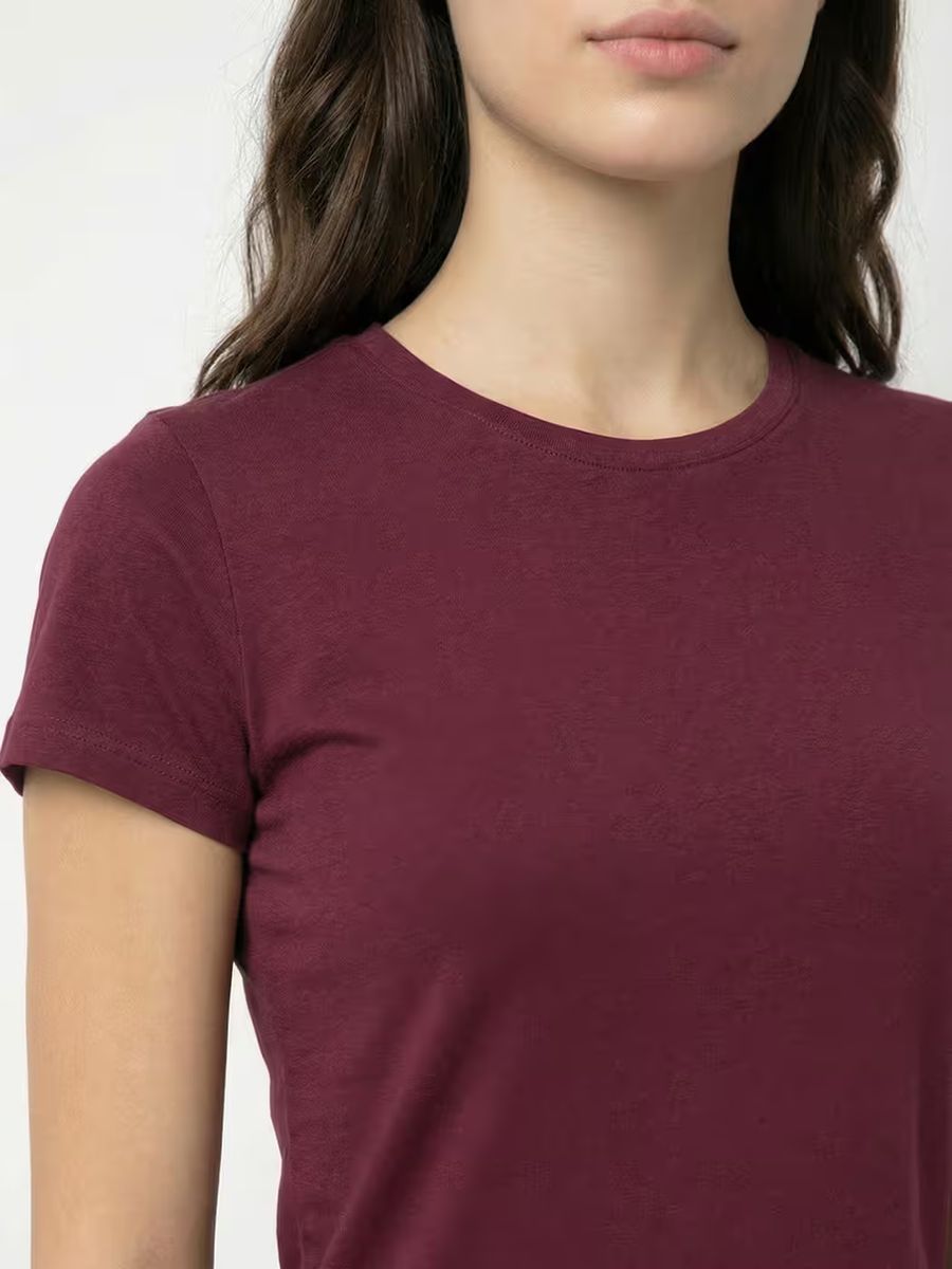 Women's Plain Maroon Half Sleeve T-Shirt Dress 6