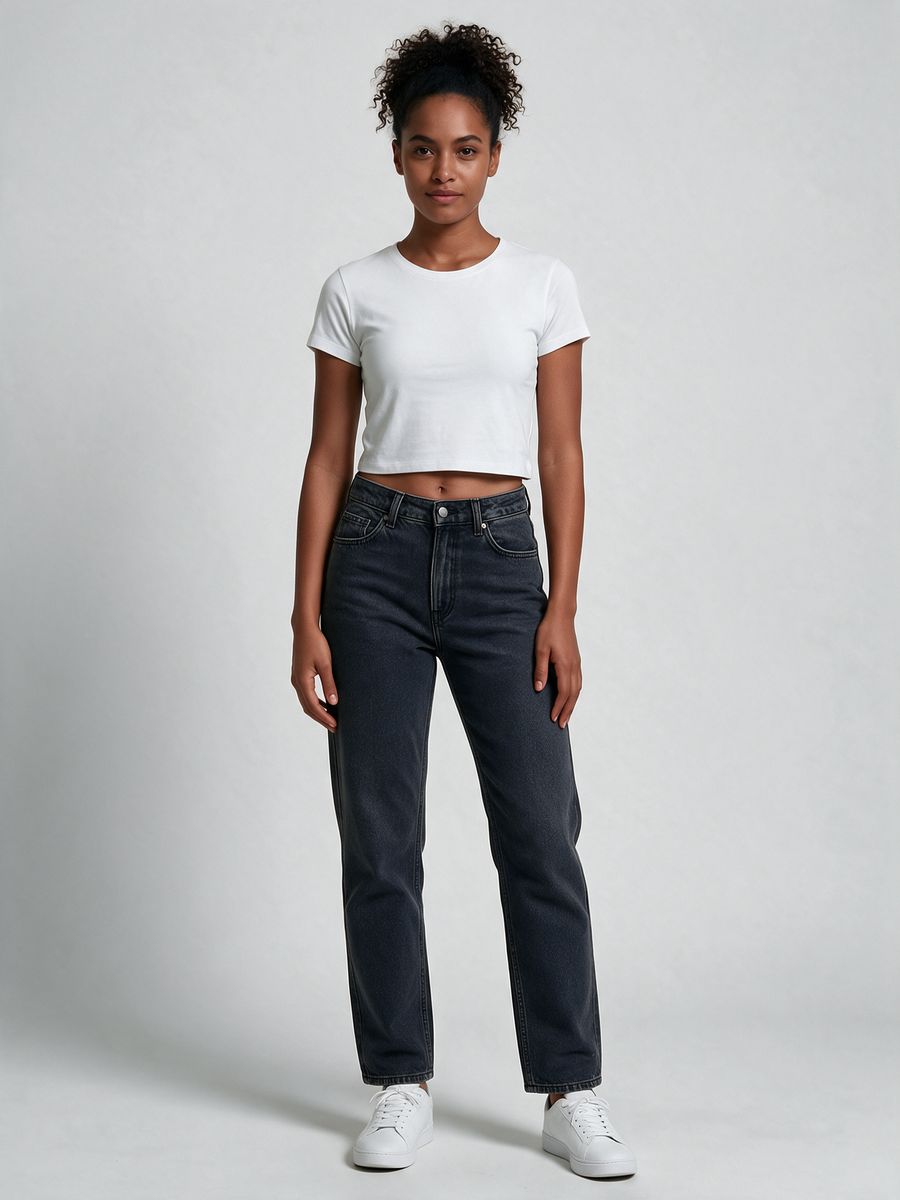 Women's Plain White Half Sleeve Crop Top - alternate view 6