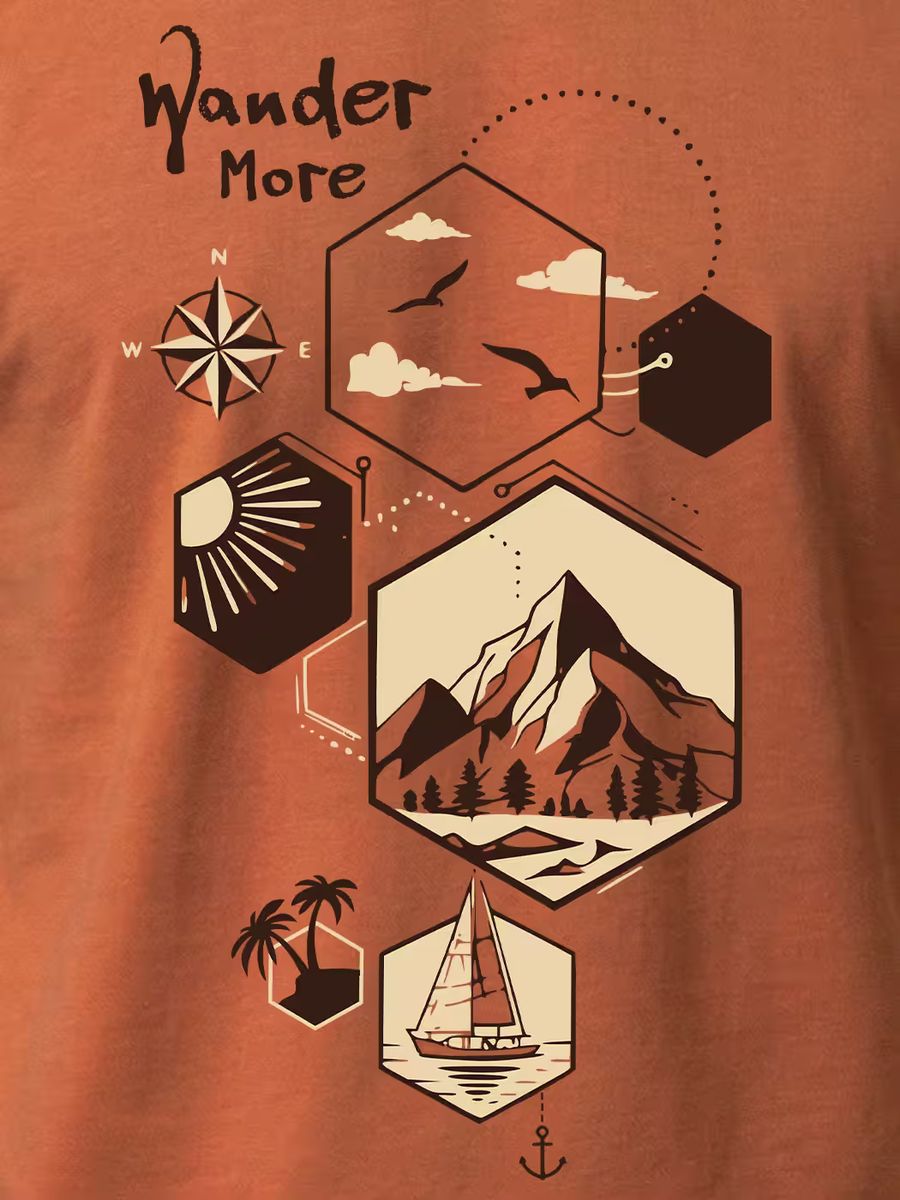 Wander More T-Shirt For Men - Half Sleeve - alternate view 2