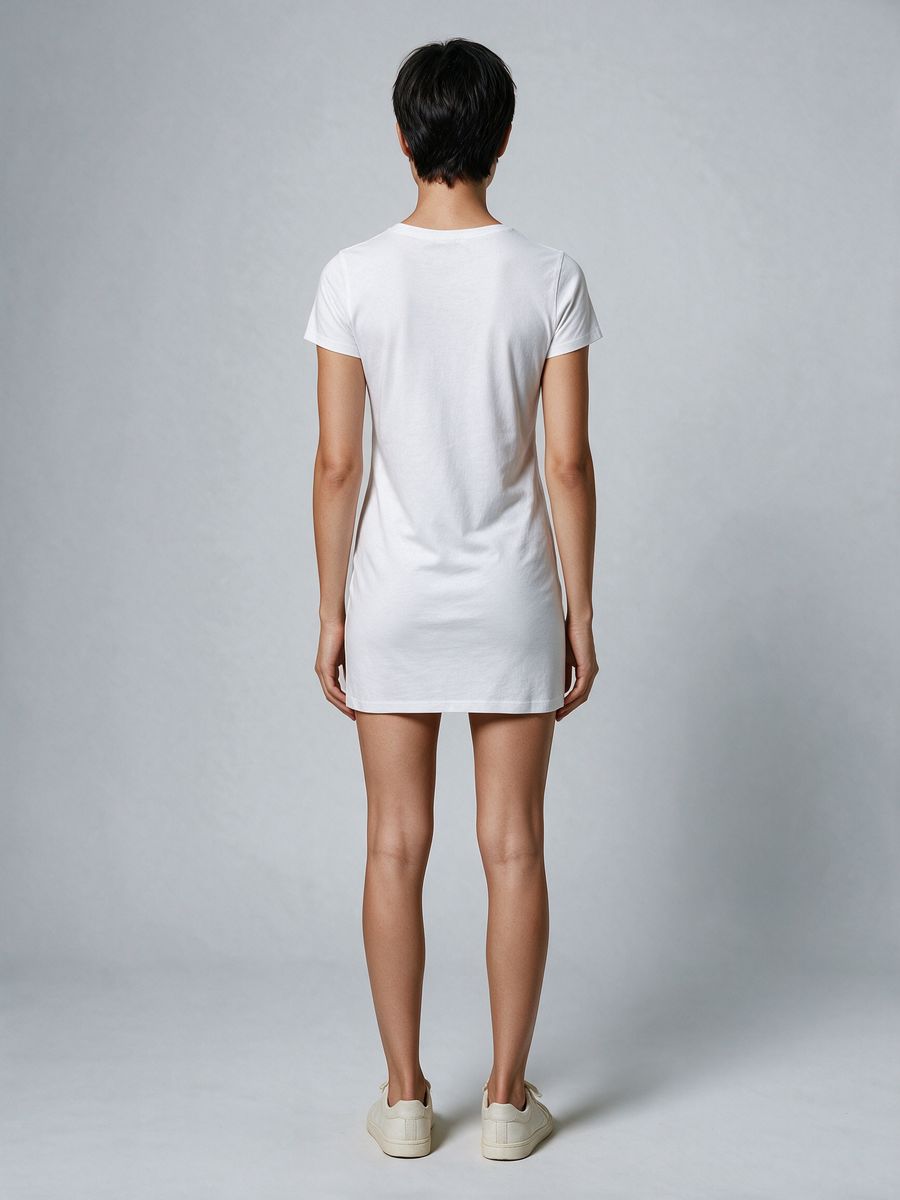 Women's Plain White Half Sleeve T-Shirt Dress - alternate view 2