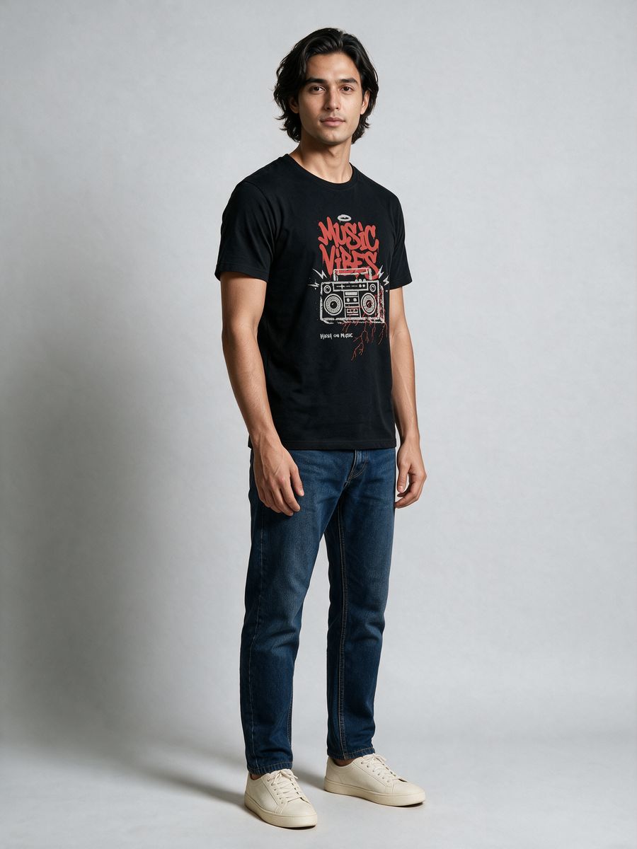Music Vibes T-Shirt For Men - Half Sleeve - alternate view 4