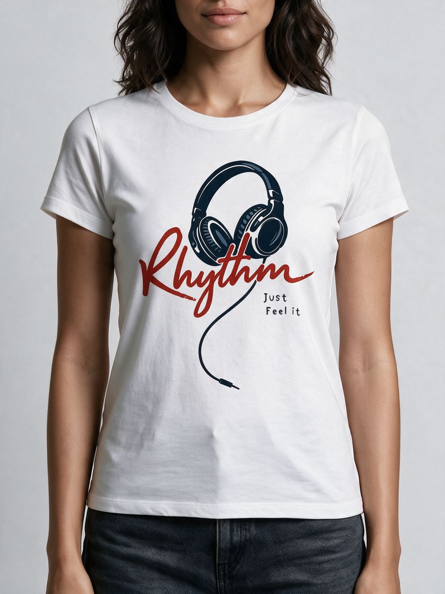 Rhythm Music T-Shirt For Women - Half Sleeve - alternate view 5