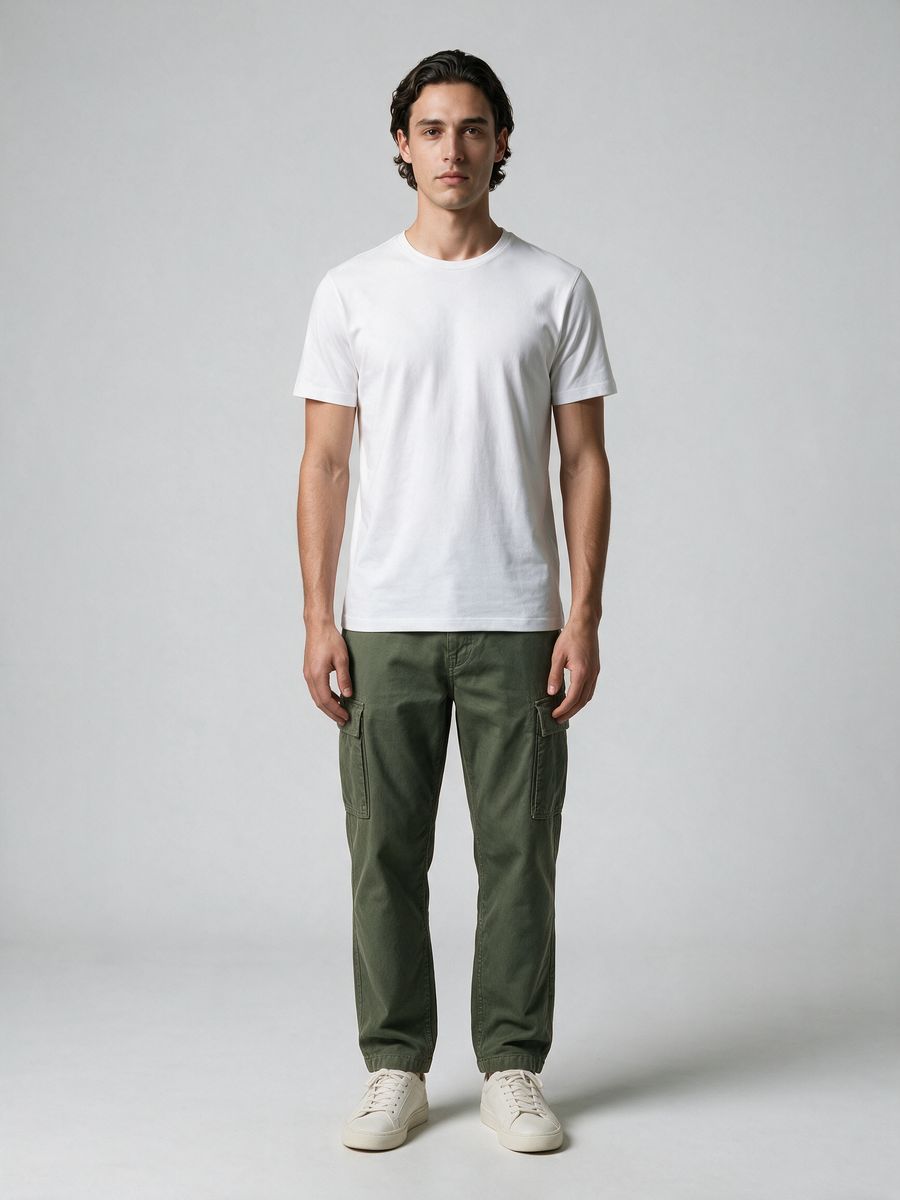 Men's Plain White Half Sleeve Round Neck T-Shirt - alternate view 6