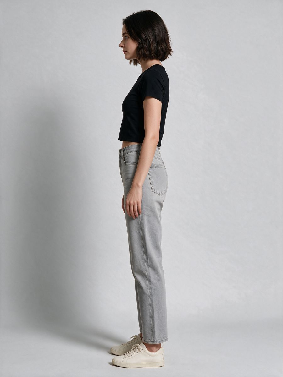 Women's Plain Black Half Sleeve Crop Top - alternate view 3