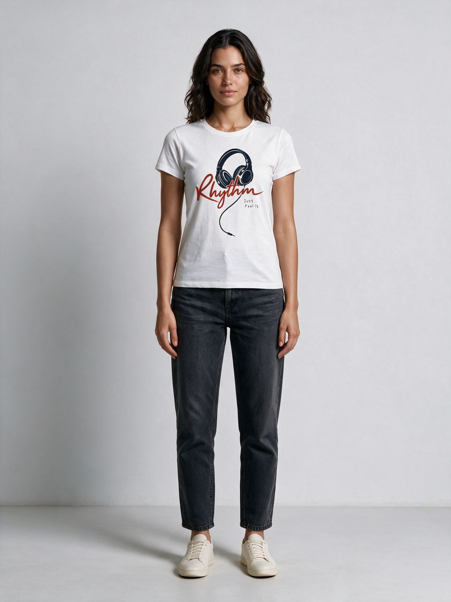 Rhythm Music T-Shirt For Women - Half Sleeve - alternate view 6