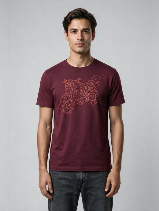 Bike Graphic Printed T-Shirt For Men - Half Sleeve