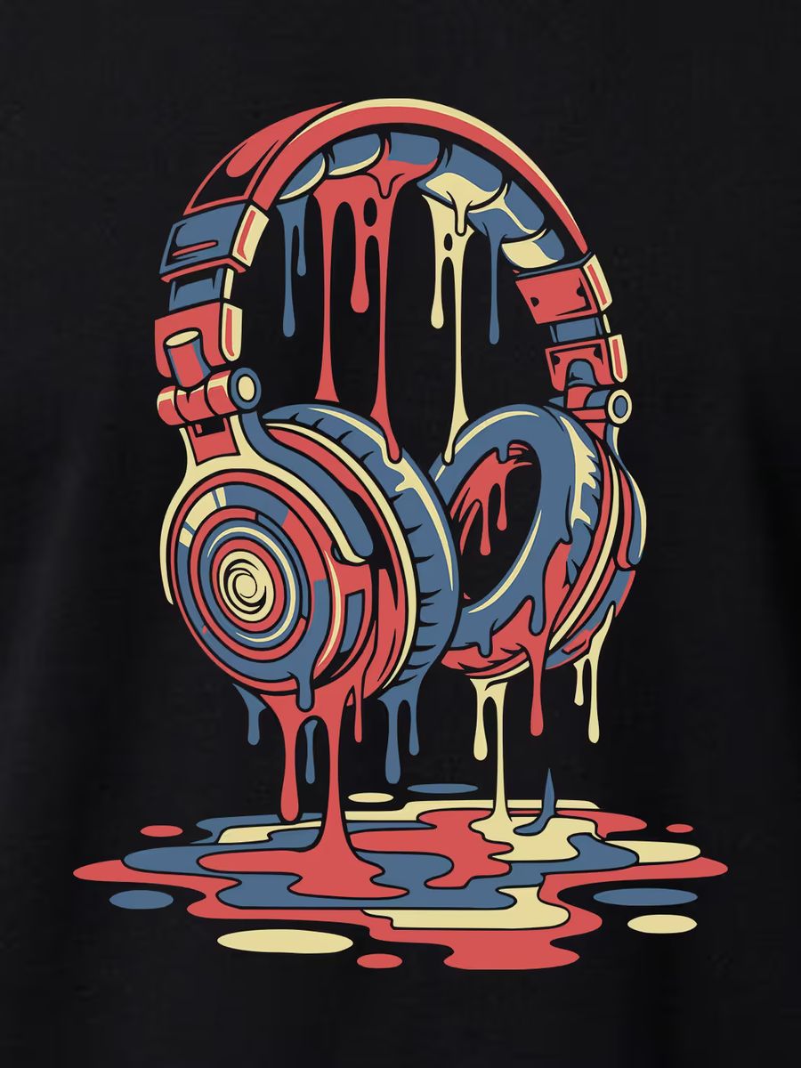 Melting Headphones T-Shirt For Men - Half Sleeve 2