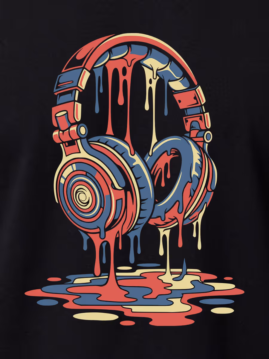 Melting Headphones T-Shirt For Men - Half Sleeve 2