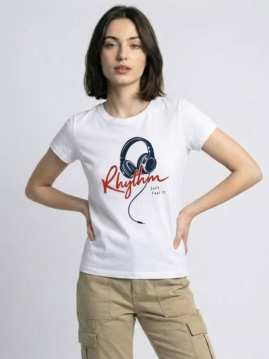 Rhythm Music T-Shirt For Women - Half Sleeve